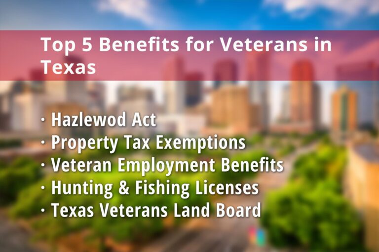 Featured image for Texas Veteran benefits: Hazlewood Act, Disabled Veteran Property Tax Exemption, Veteran Employment Benefits, Texas Hunting License & Fishing License and Texas Veterans Land Board