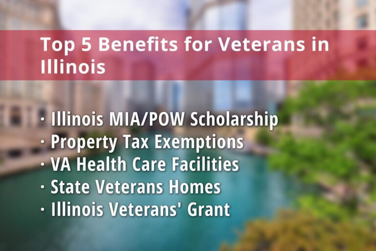 Featured image for Illinois Veteran benefits: Illinois MIA POW Scholarship, Illinois Property Tax Exemptions for Veterans, VA Health Care Facilities (e.g. Hines VA Hospital Illinois), Illinois Veterans Homes, Illinois Veterans' Grant