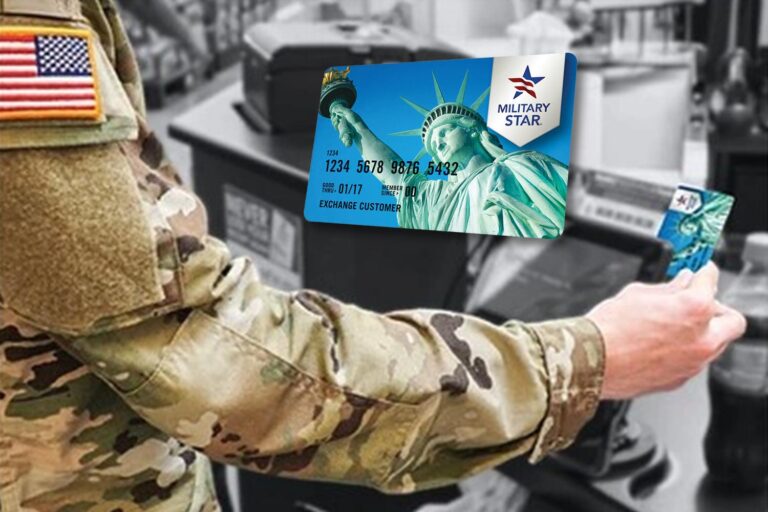 Featured image for the Military Star Card, showing a person in military uniform using the Military Star Card